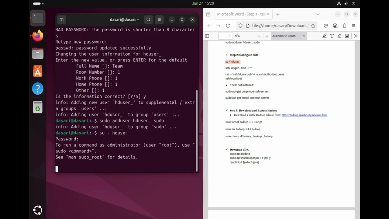 Installation of Hadoop on Ubuntu - 1