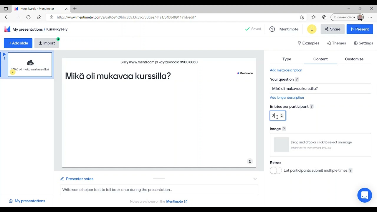 Mentimeter sanapilvi ohjevideo