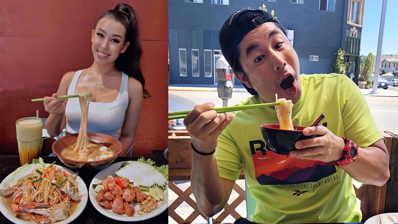 THAI GIRL Schools Me On THAI FOOD in HOLLYWOOD (crispy pork gang)