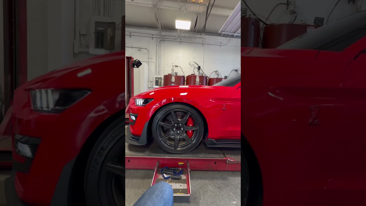 Lowered 2021 GT500 in for alignment. Currently on BMR Springs #Shelby #GT500 #CFTP #Mustang