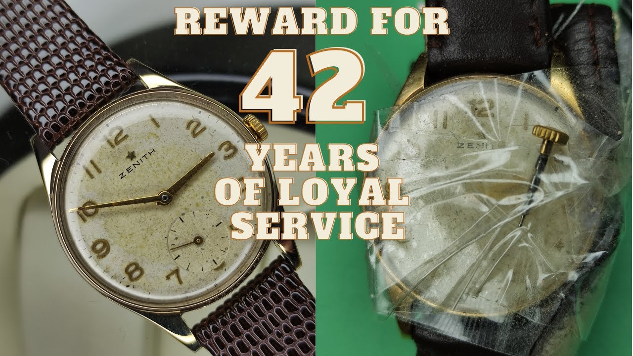 Restoration of 1961 Rare Zenith cal.40-T reward for 42 years of loyal service vintage mens watch