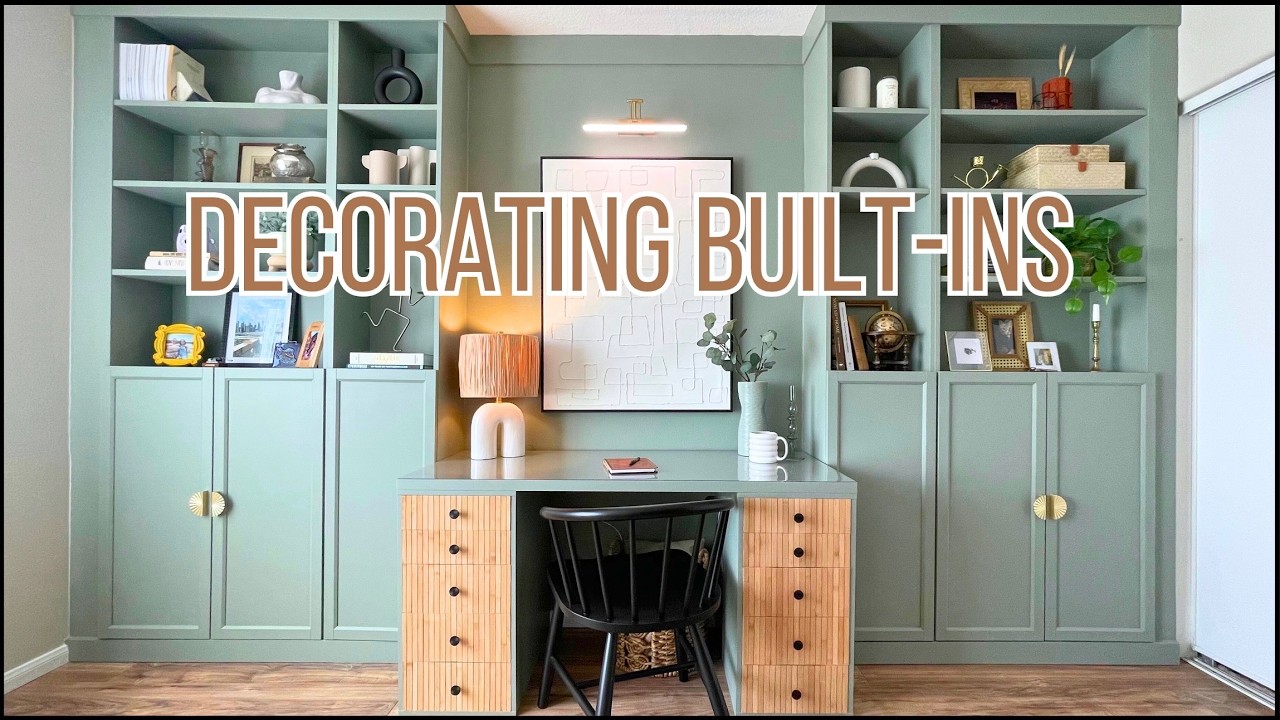 How to Decorate Built-in Shelves | Decorate My Home Office with Me