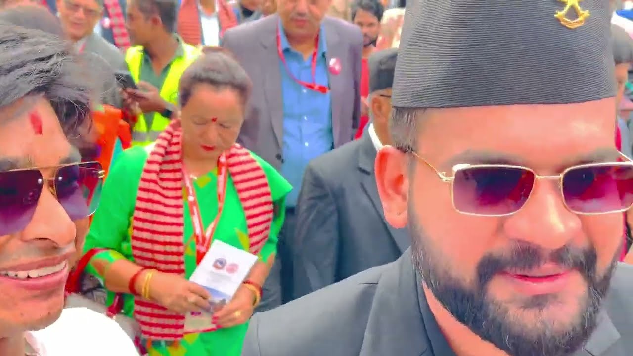 Balendra shah and sunita Dangol at basantapur (indra jatra)