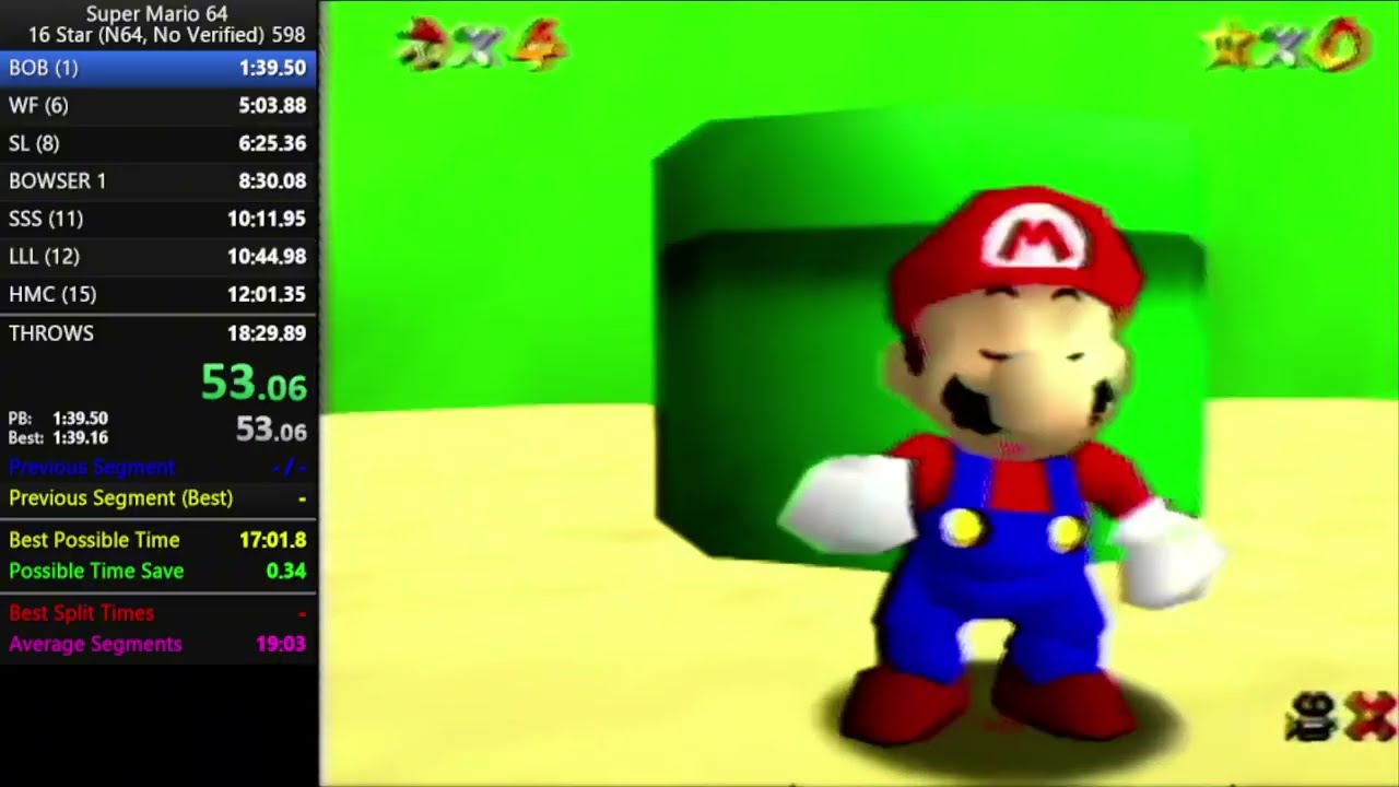 SM64 16 stars no LBLJ (17:41)