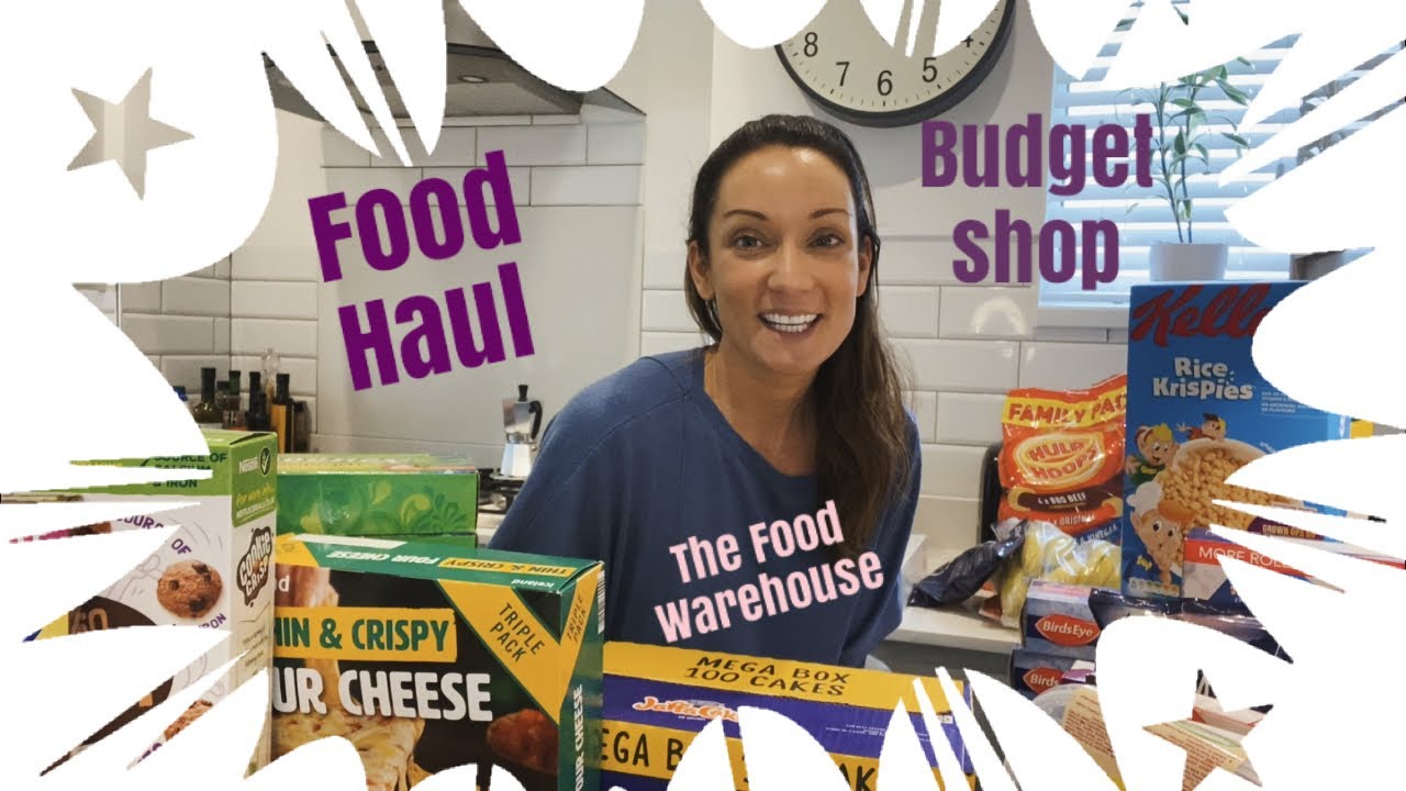 Budget food haul in food warehouse.