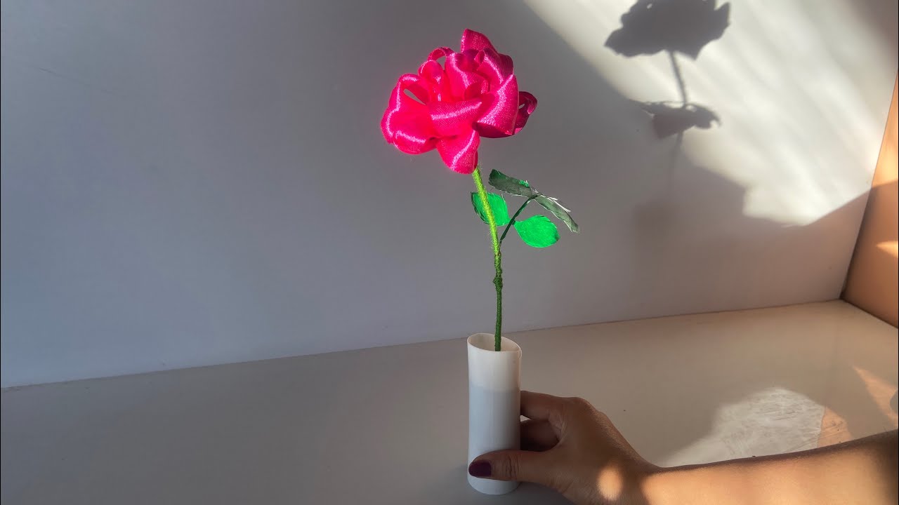 Super easy satin ribbon rose 🥰❤️ ||easy flower making ideas 😍 #viral #flowers #youtube #easycraft 