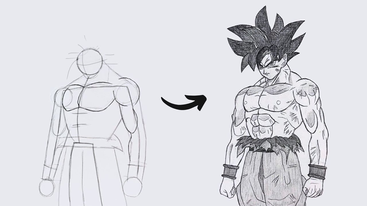 Как легко нарисовать Сон Гоку | Пошаговое руководство по рисованию аниме Dragon Ball