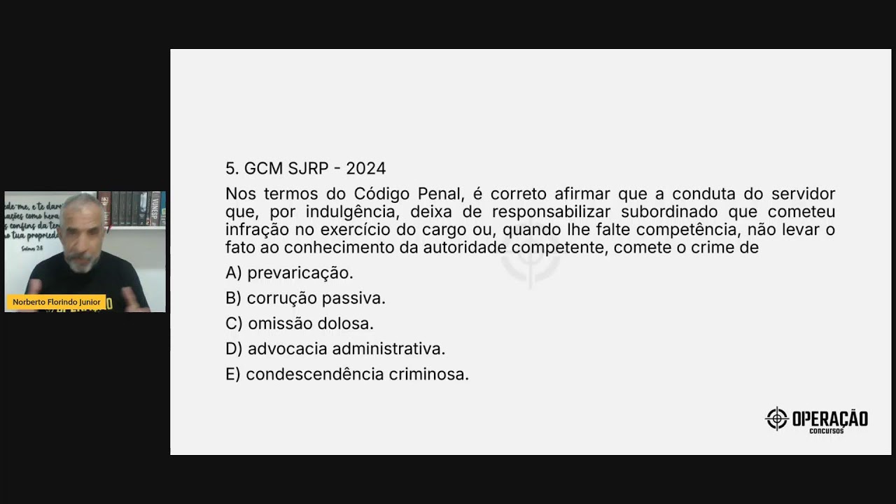 Direito Penal para PC-SC - Resolução de Questões - Crimes Contra Adm. Publica | Operação Concursos