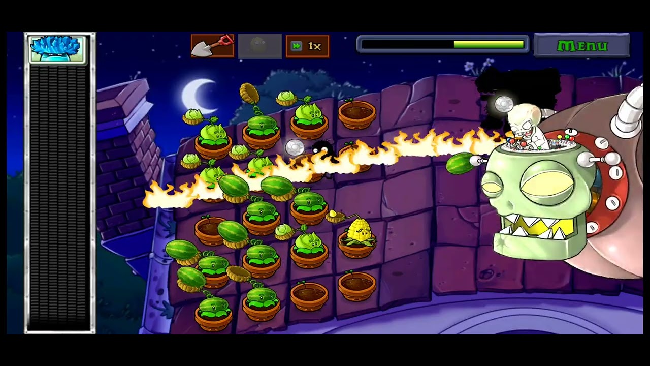 Plants Vs Zombies - ROOF - Level 10 (10/10) - Adventure 1 - FINAL BOSS Gameplay - (NO BGM)