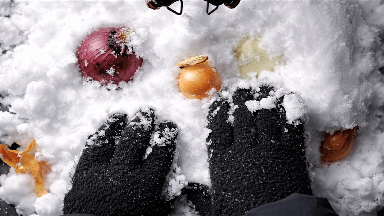 【ASMR】I Buried Onions in Snow | Satisfying Crunch