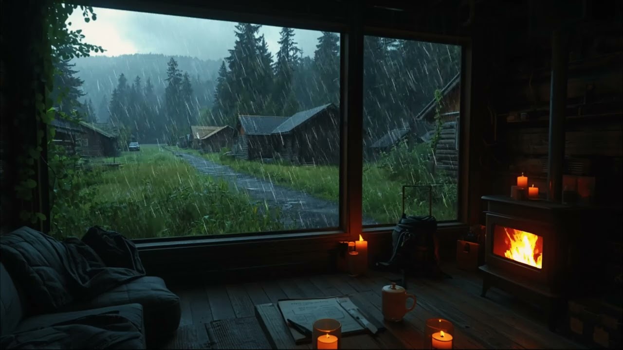 You Found Shelter From the Storm | Rain & Fire Cozy Cabin