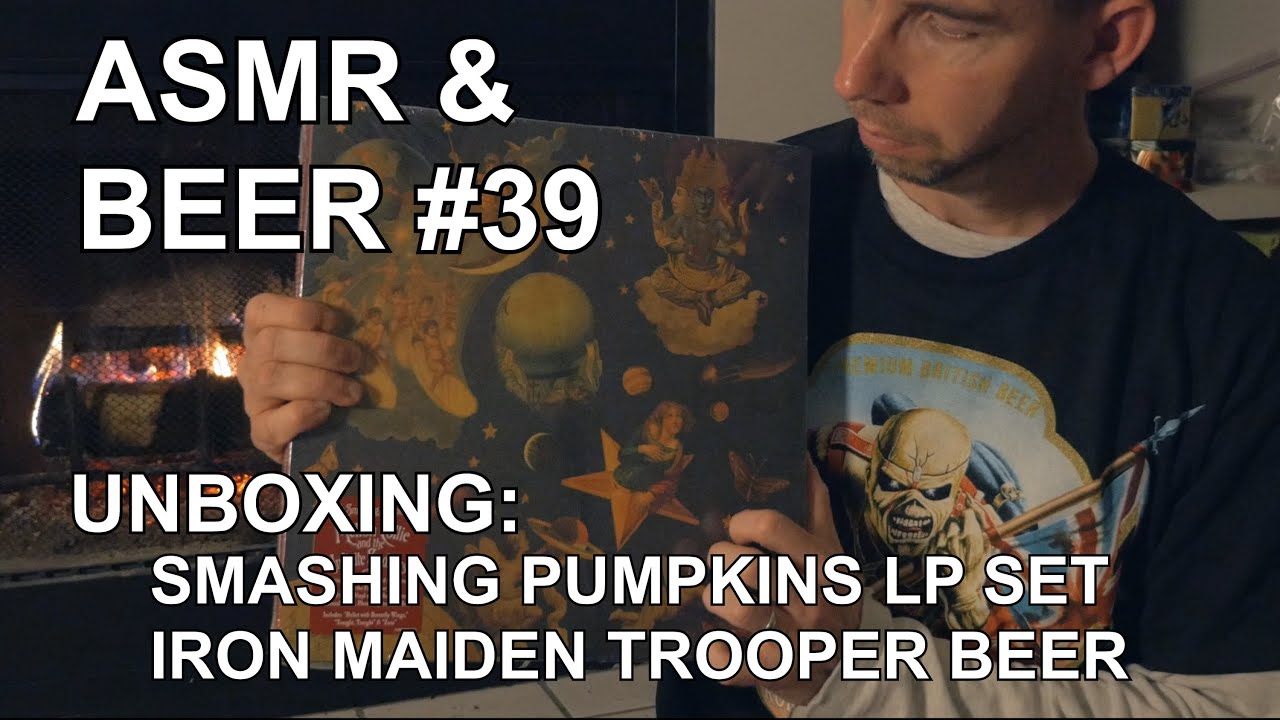 ASMR & Beer #39 - Music & Memories - Unboxing Smashing Pumpkins LP & Iron Maiden Trooper Beer Sets