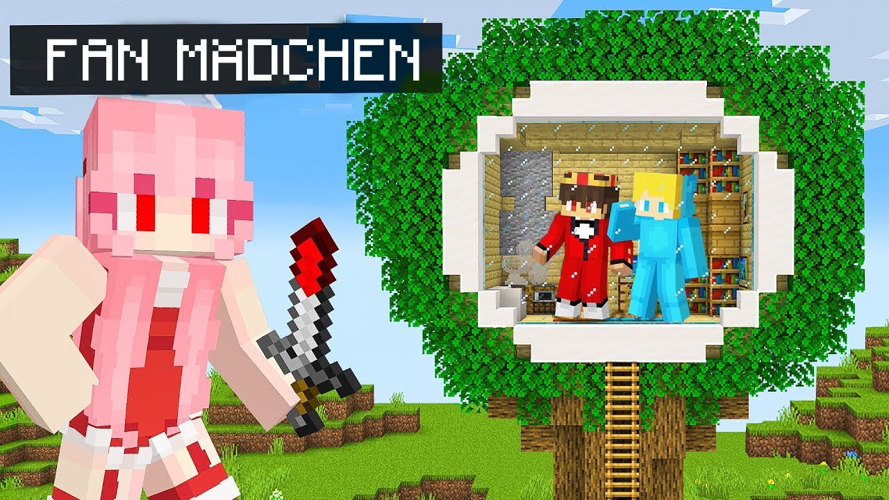 Ich BAUE ein GEHEIMES BAUMHAUS um mich vom verrückten FANMÄDCHEN zu verstecken in Minecraft!