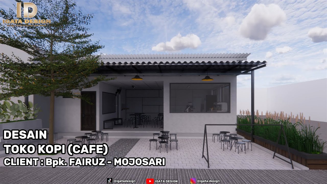 Cafe Minimalis Modern | Desain Coffee Shop 9,5 x 11,5 m yang Cozy & Estetik