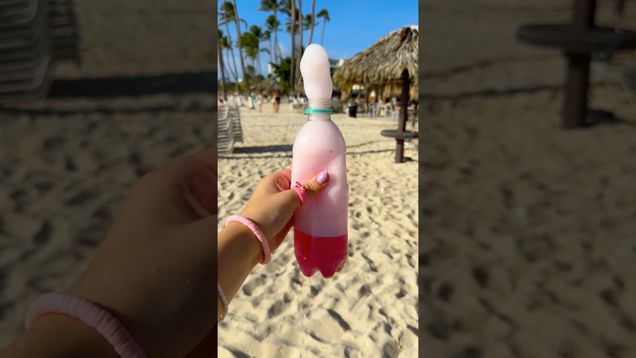 Making a CRUNCHY WATER BOTTLE SQUISHY at the BEACH! 😱🏖️🫧 *satisfying asmr*