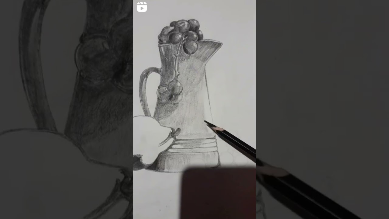 still life art with one charcoal pencil #YouTube shorts