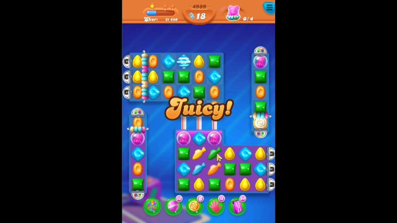 Candy Crush Soda Saga level 4989 Get 2 Stars, 34 Moves Complete