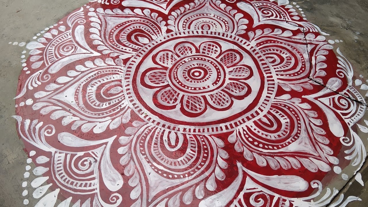 || Simple /easy alpona design || laxmi puja alpona design || latest rangoli design for laxmi puja.
