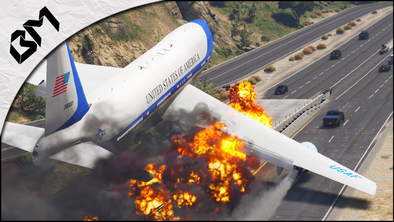 GTA 5 - AIR CRASH - Atterrissage D'URGENCE - Réacteur EN FEU du Air Force One | Flight Simulator