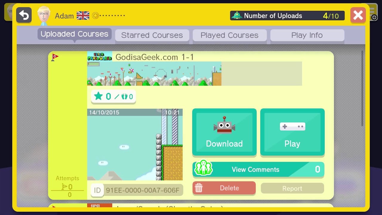 GodisaGeek 1-1 (Super Mario Maker)