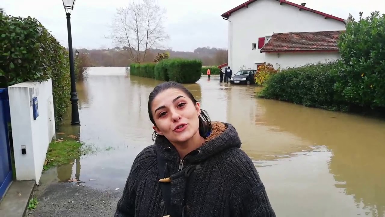 Inondations au pays basque. La Nive débordé à Bassussary