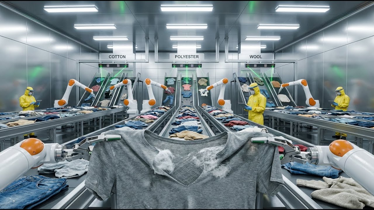 How Recycling Machines Turn Old Clothes Into New Fashion (Full Factory Process)
