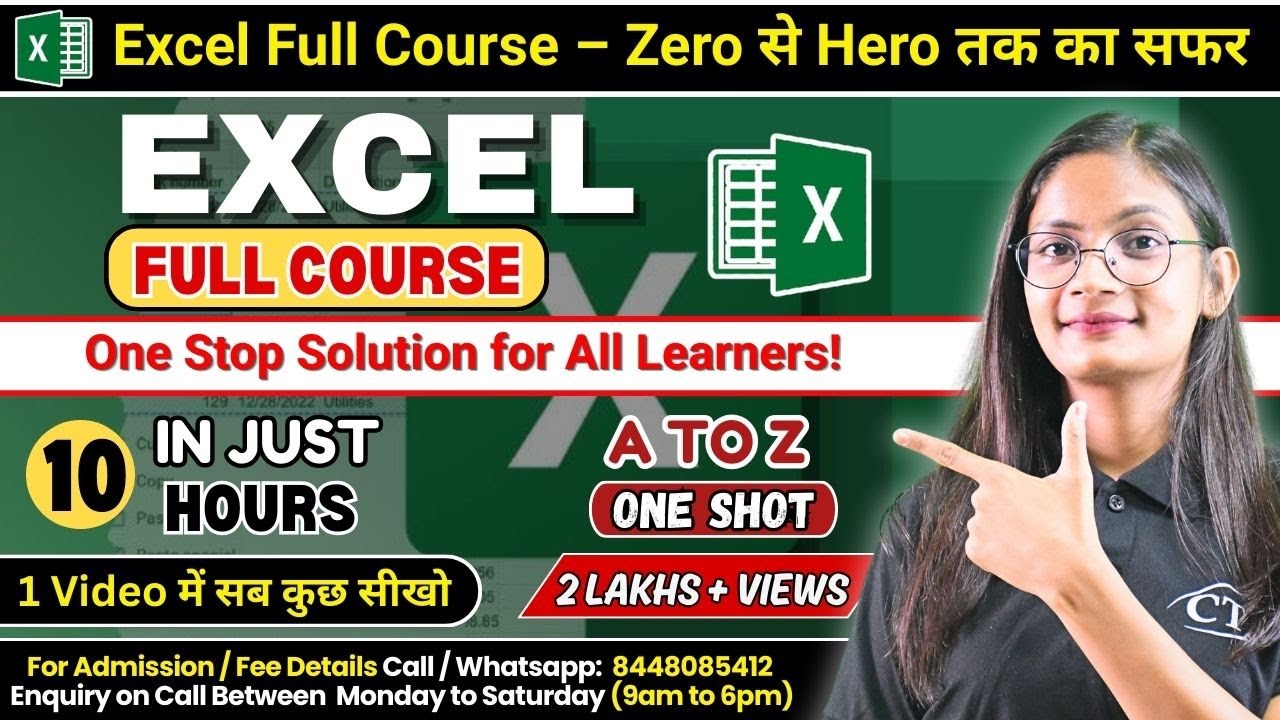 MS Excel full Course in Just 10 Hrs. | Complete MS Excel One Shot Zero to Hero Class | CTA