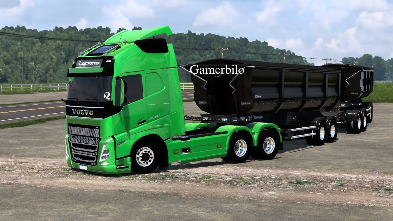 VOLVO FH-420 NO RODOTREM CAÇAMBA FRENTE REBAIXADA EURO TRUCK SIMULADOR  2