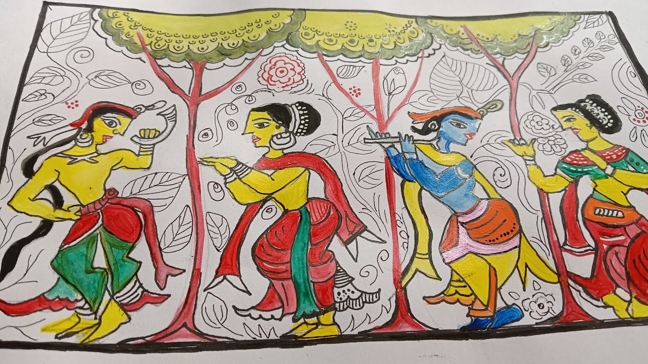 Traditional Bengali folk art/acrylic paint 
