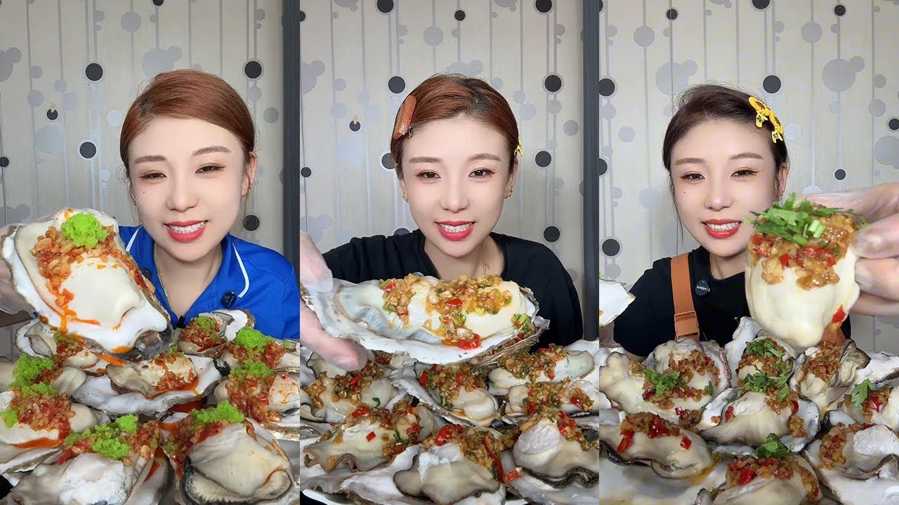 【XueYan Mukbang】oyster🦪🧄🌶#Seafood#asmr