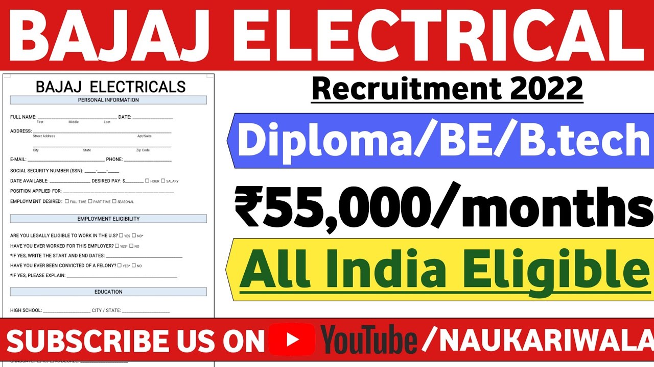 BAJAJ Electricals Recruitment 2022 | Fresher | CTC: 7Lakhs | Permanent | latest mnc jobs | Mnc jobs