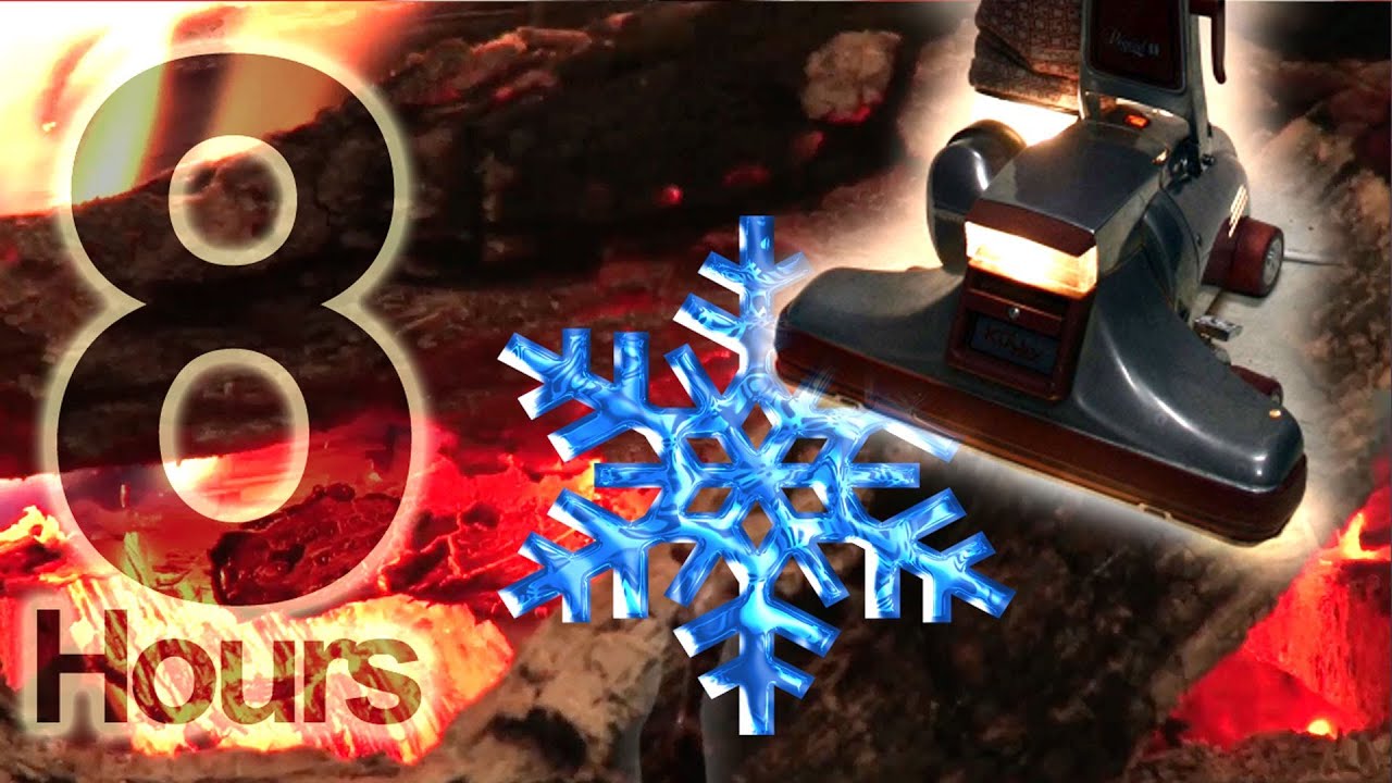 8hrs. Vacuum ASMR Snowstorm Fireplace  - Vacuum sound Snowstorm, log cabin fireplace
