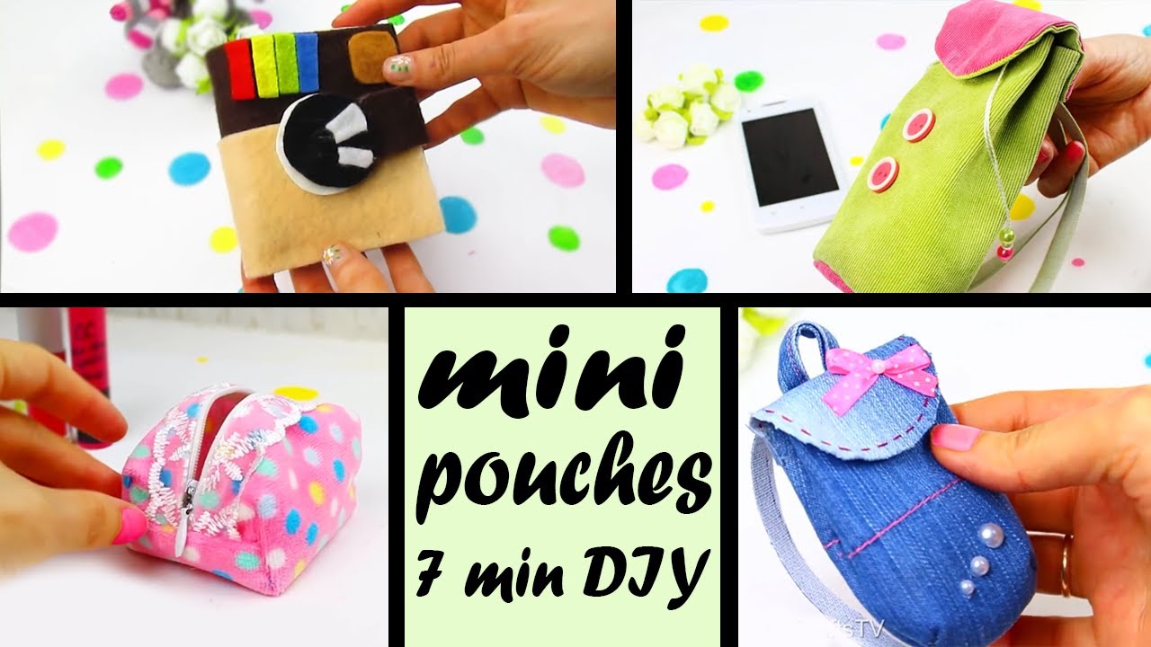 DIY MINI POUCH TUTORIALS 7 MIN  NO SEW FROM SCRATCH