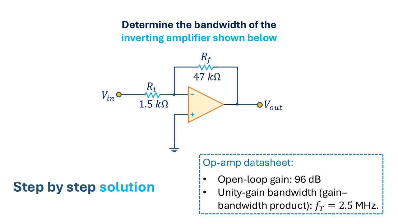 Closed loop Inverting Op Amp bandwidth calculation #electricalengineeringxyz