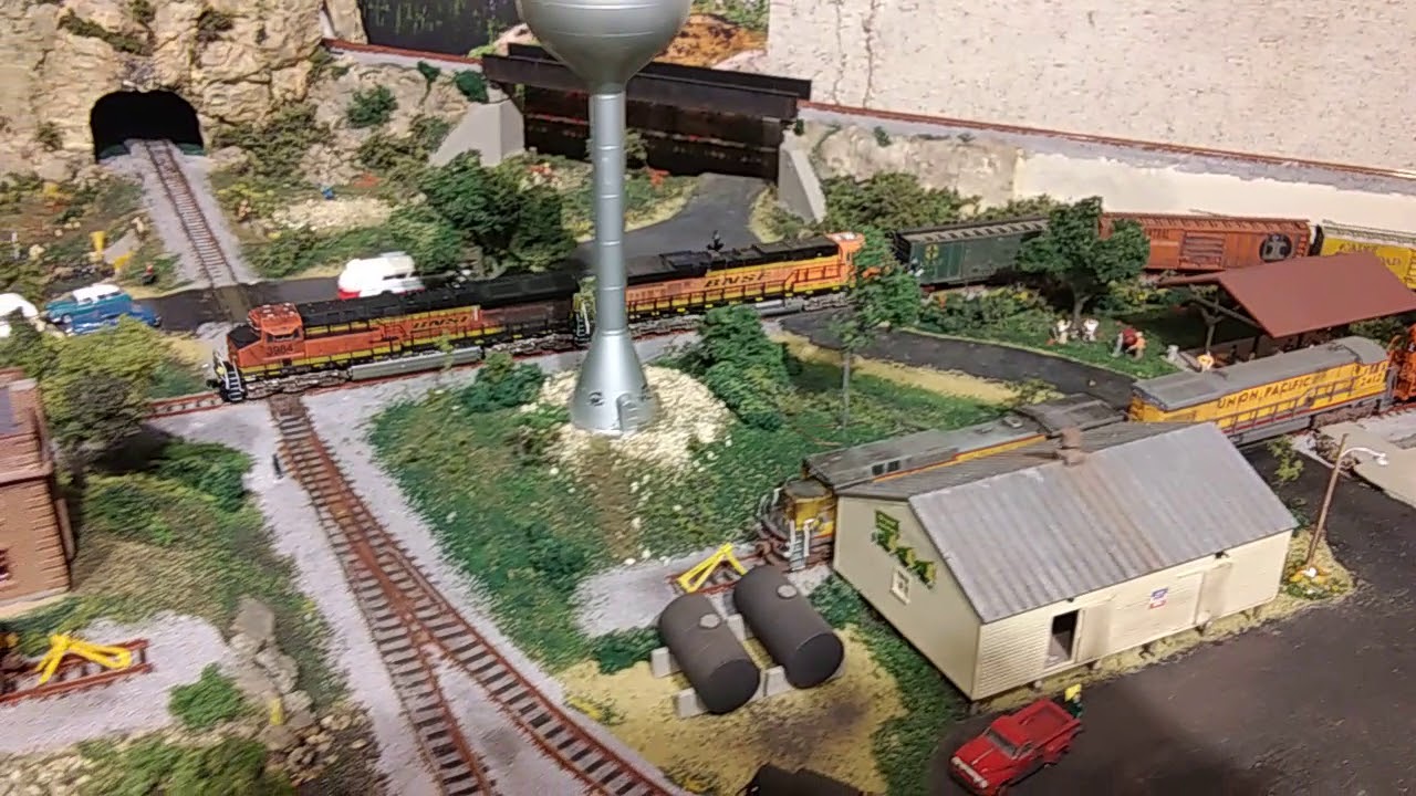 My N scale layout on a 30x80 hollow core door.  October 2018 Update