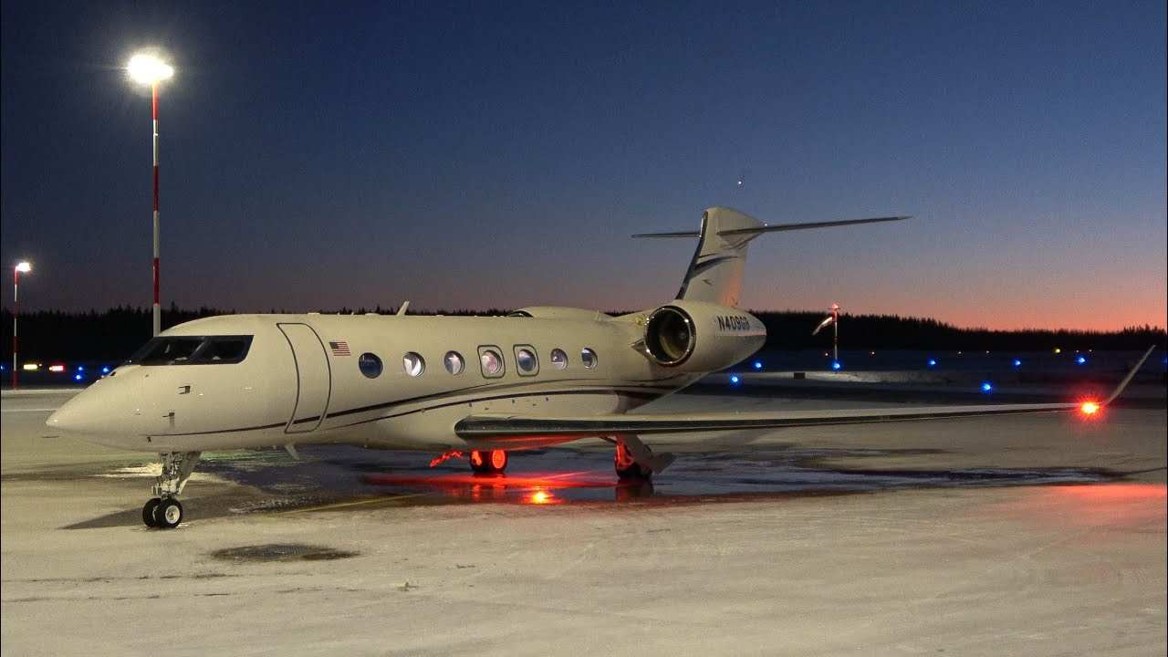 Gulfstream G500 N409GB Dusk Departure from Tampere-Pirkkala