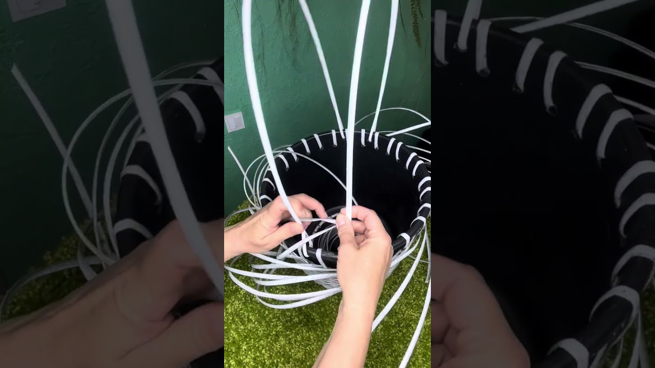 Как сплести высокую ручку на кашпо из ротанга