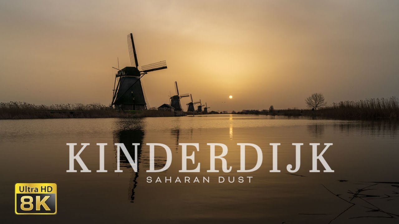 Sunrise with Saharan dust in at Kinderdijk in 8K [TIMELAPSE]