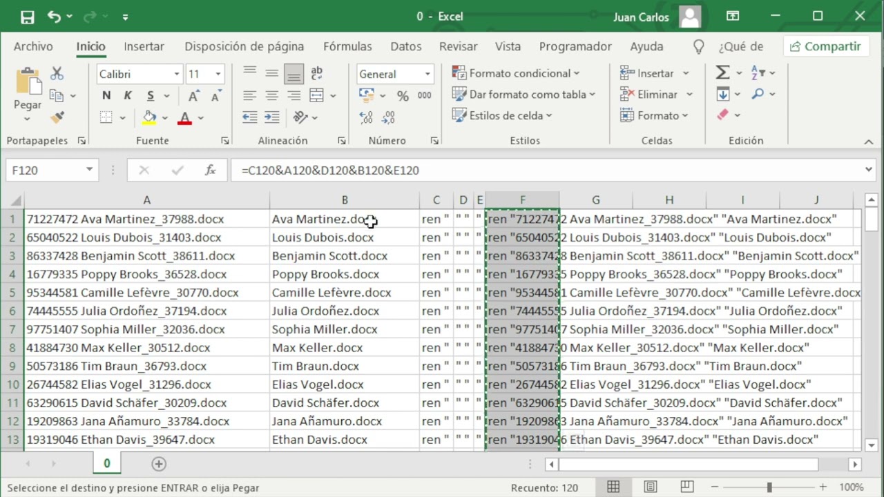 Excel: Uso de CMD para listar, renombrar, mover archivos. Crear carpetas