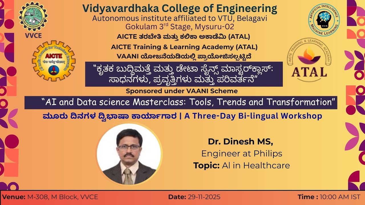 Day 3-Session 1: AI in Healthcare | Dr. Dinesh M S, Engineer at Philips | VVCE, Mysuru