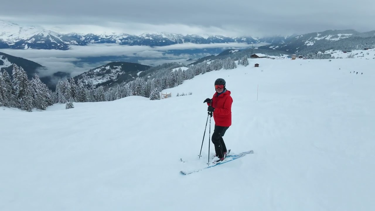 DJI Neo 2 skiing follow mode in Villars, Switzerland backcountry