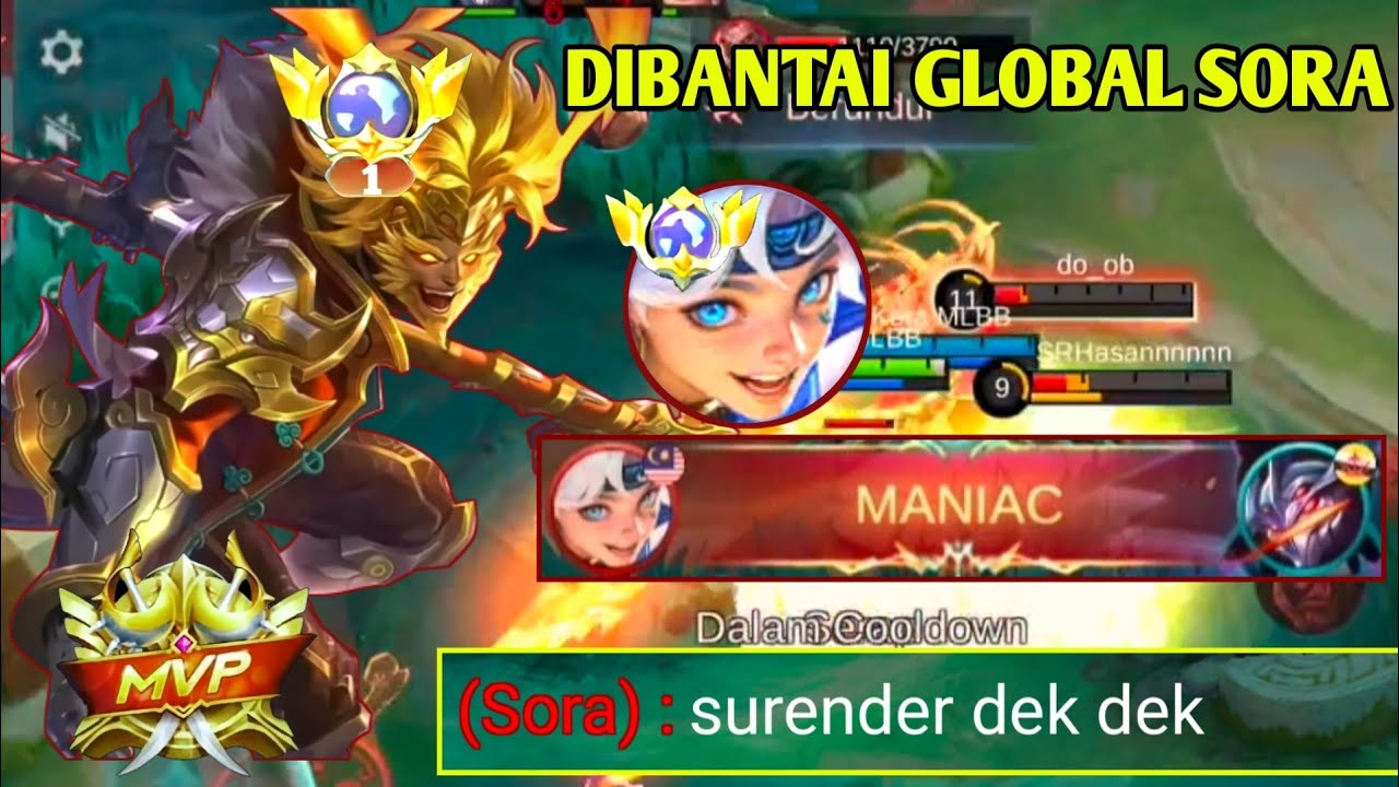DIBANTAI GLOBAL SORA SAMPAI DI SURUH SURENDER, SUN AUTO MODE SERIUS (MOBILE LEGENDS)