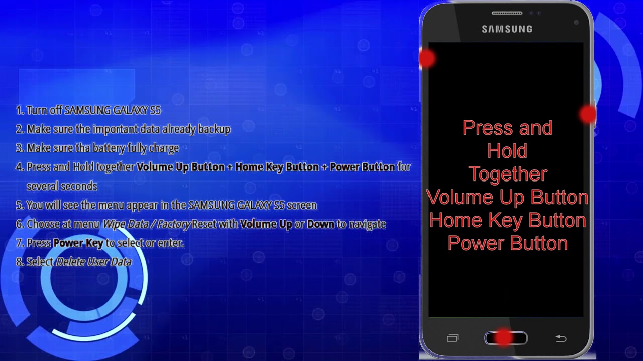 SAMSUNG GALAXY S5 Hard Reset SM G900F  G900I  G900M  G900A  G900T  G900K  G900L  G900S