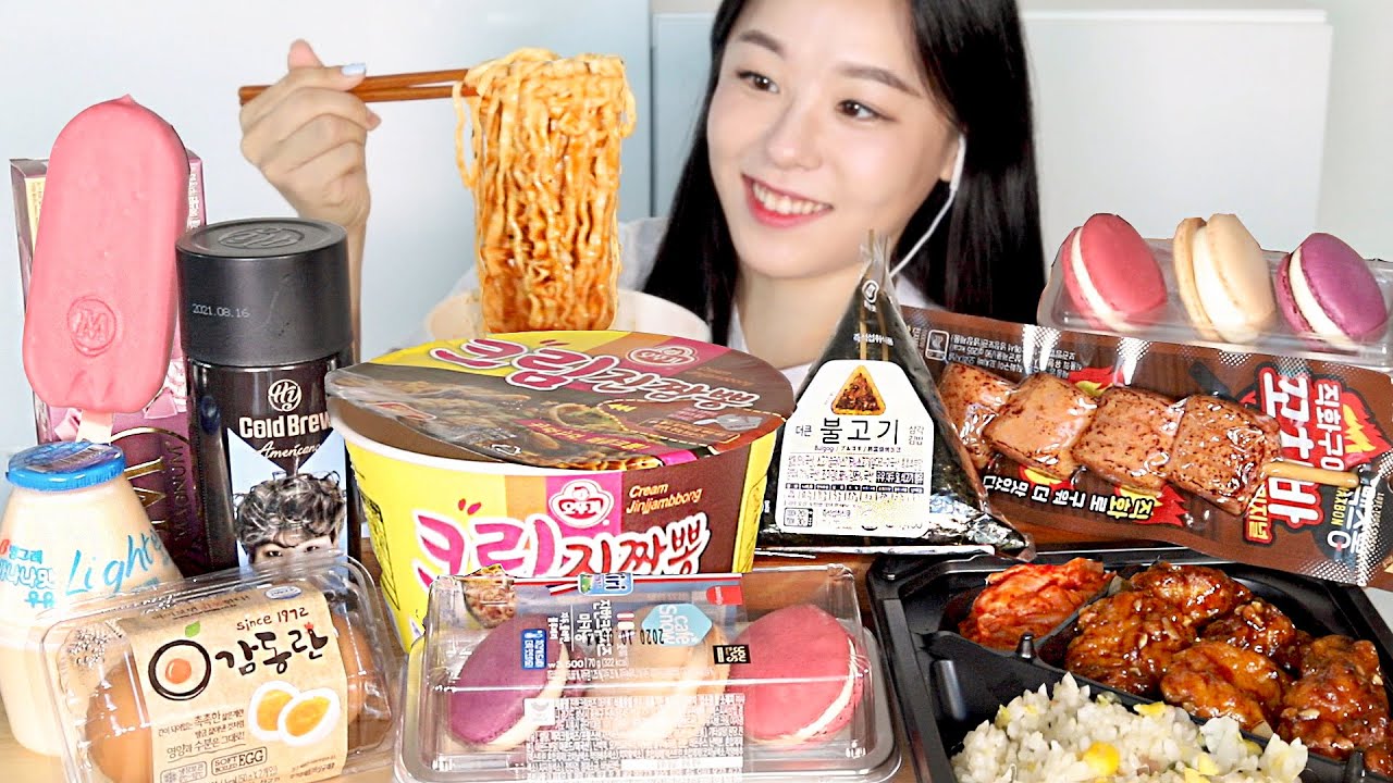 SUB) ASMR Корейский мини-маркет Food Mukbang 🍦 Рамэн Цыпленок с мороженым Magnum