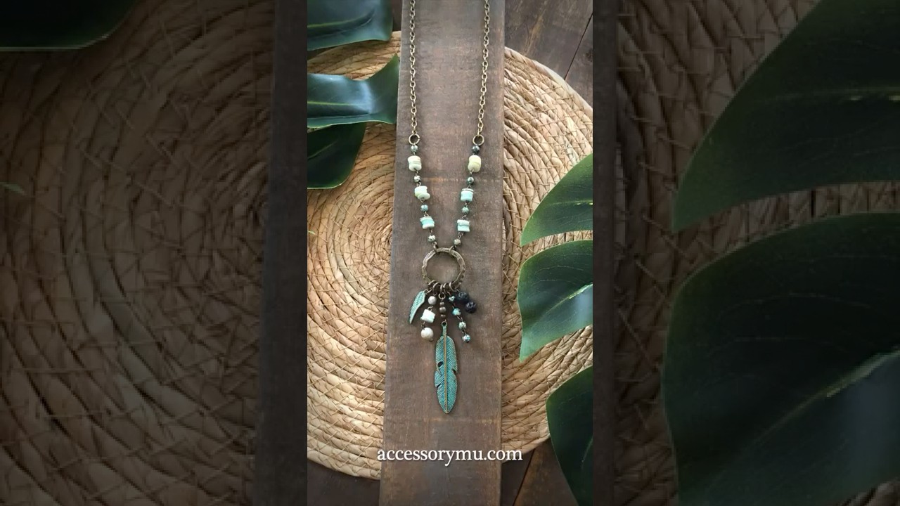 Boho Style Feather Charm Long Necklace 