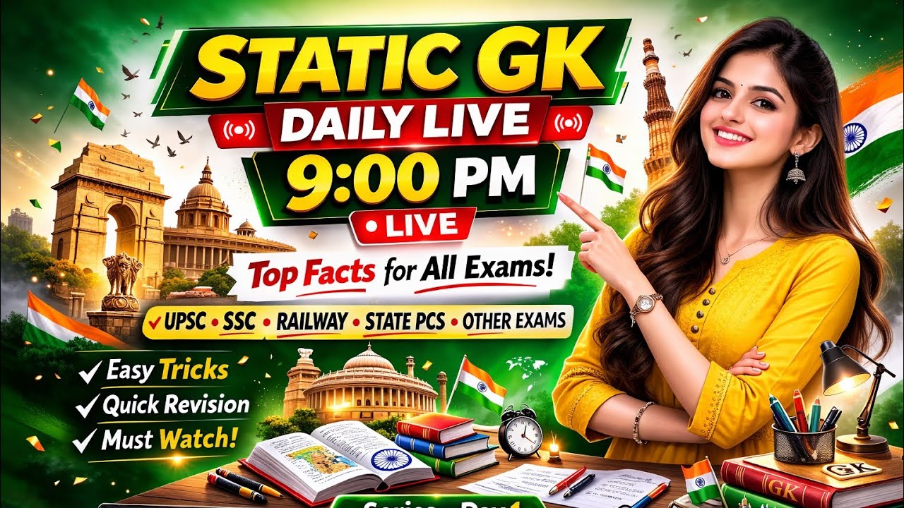 🔥 9 PM LIVE: GK, GS, Geography, Polity, History & Current Affairs Full #sscgd#livehistory#ssc #sscgd