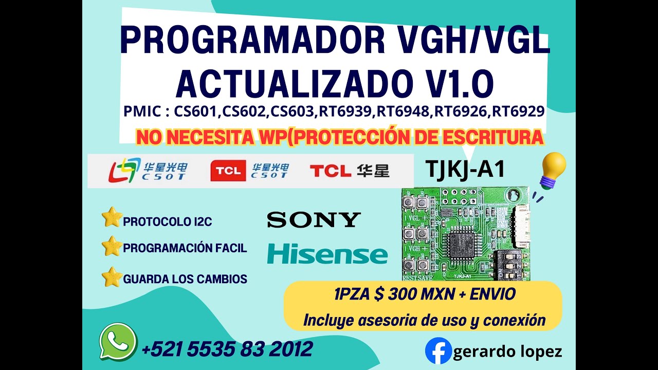 PROGRAMADOR VGH/VGL ACTUALIZADO TJKJ CS601,CS602,CS603 Y MAS PMIC....
