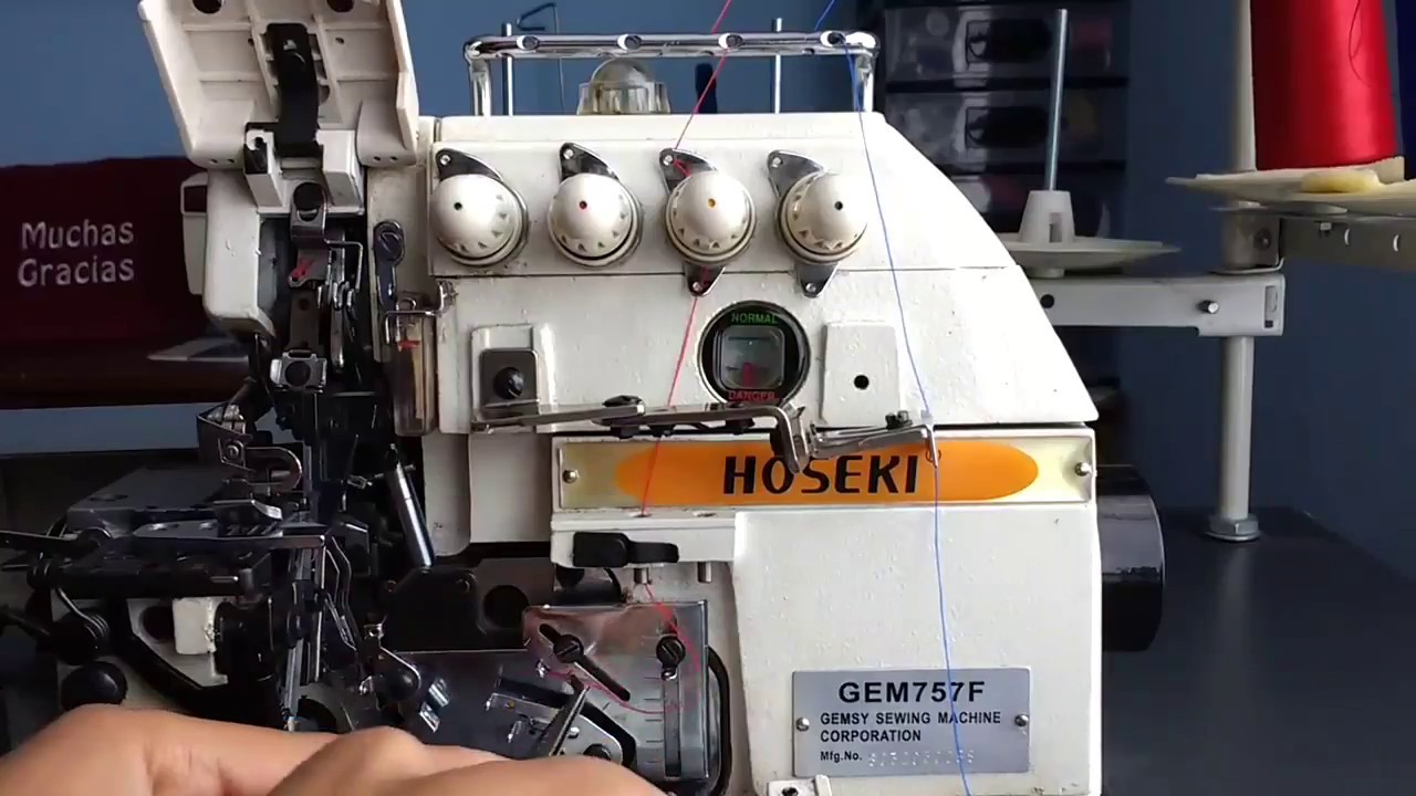 Ajuste de tensión del hilo en máquina overlock industrial