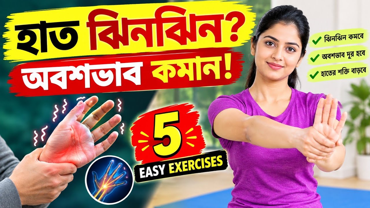 হাত ঝিনঝিন ও অবশ হয়ে যায়? 😲 হাতের শক্তি বাড়াতে করুন এই ৫টি সহজ ব্যায়াম | Hand Numbness Exercise