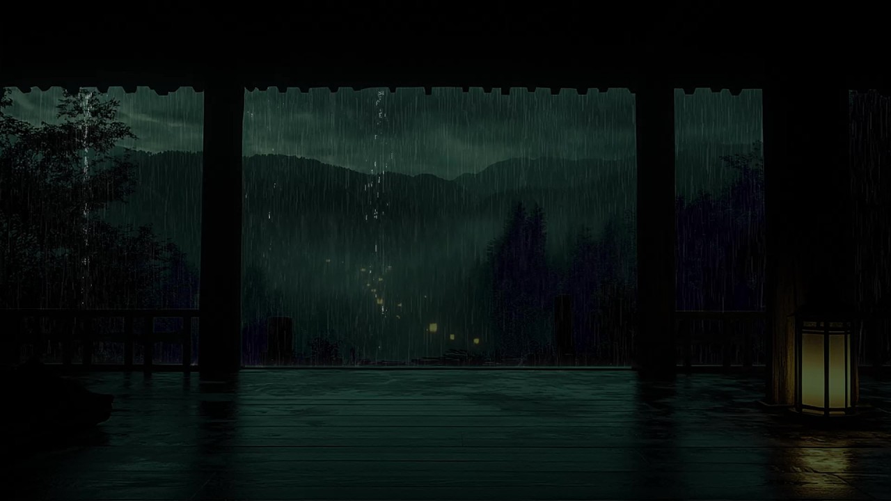 Mountain Rain Sounds at Night l Deep Relaxation and Stress Relief 🌧️ Relaxing rain 🏔️ Natural sounds